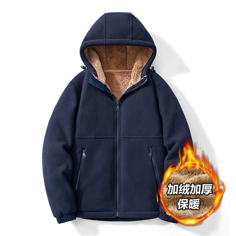 High Quality Defense Warm Fleece Padded Lamb Fleece Coat Cardigan Collar - Image 3